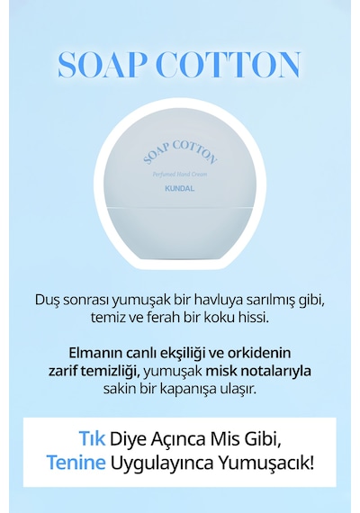 Yoğun Nem Sunan Parfümlü El Kremi Kundal Signature Perfumed Hand Cream Soap Cotton