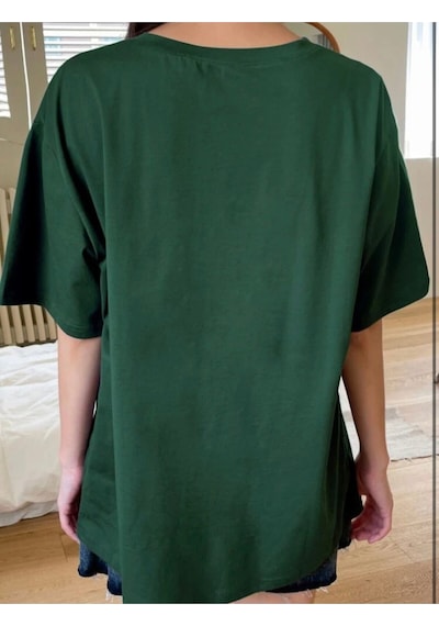 Startmore Unisex Pamuk Oversize Boyfriend T-shirt Yeşil