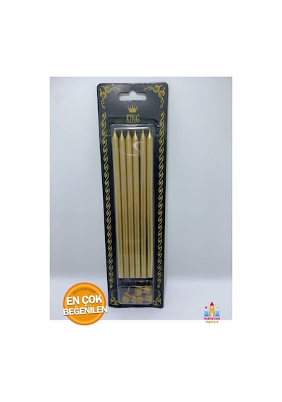 Uzun Gold Pasta Mumu 20cm, 6'lı - Şık Ve Zarif Pasta Dekorasyonu İçin Altın
