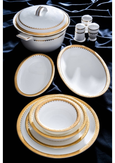 Acar Oriente 12 Kişilik 60 Parça Yemek Takımı Beyaz/gold
