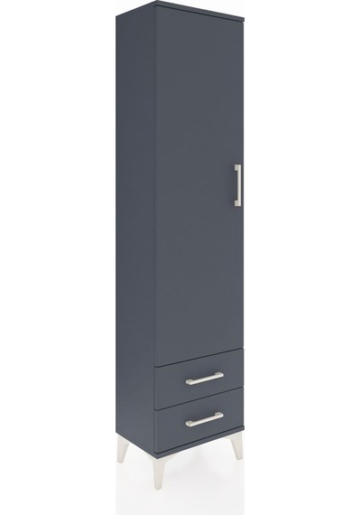 Arges Dolap Tek Raflı 2 Çekmeceli Tek Askılı 44x30x182 Antras... Antrasit