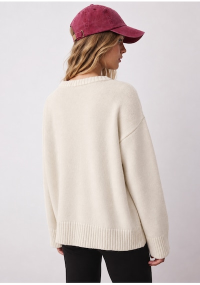 Maison Velora Kadın Bej Bisiklet Yaka Oversize Basic Triko Kazak Taş 923600247 Taş