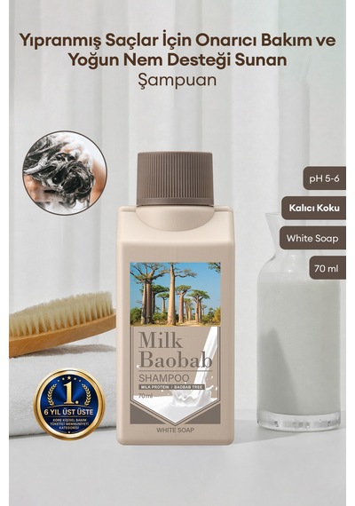 Yıpranmış Saçları Onaran Yoğun Nemlendirici Şampuan Mılk Baobab Original Shampoo White Soap Tüm Saç Tipleri