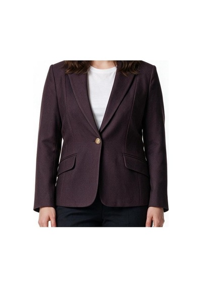 Ekol Bb Kadın Çentikli Yaka Tek Düğmeli Uzun Kollu Blazer Ceket Mürdüm