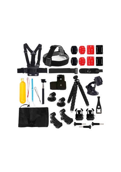 27 Parça Aksiyon Kamera Aksesuar Seti Gopro İle Uyumlu, Djı İle Uyumlu, Spor Montaj Kiti Vlog Seyahat Çekim Aparatları Ks-1