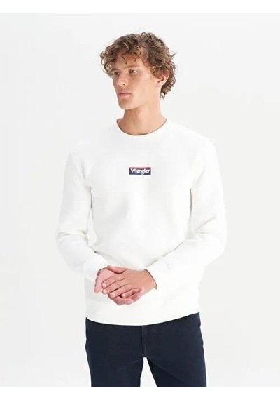 Wrangler Erkek Mid Logo Sweatshirt W2520133102 Beyaz