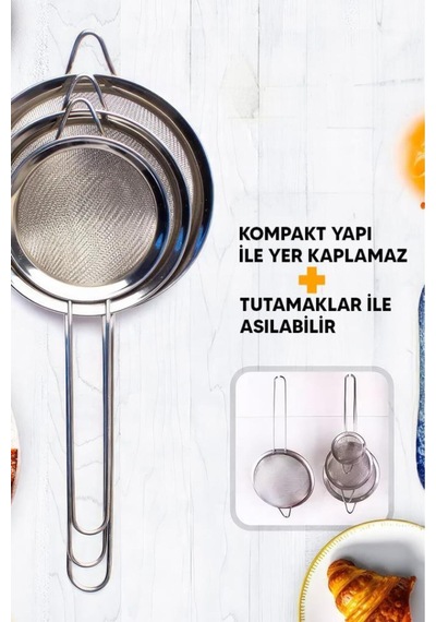 3 Boy Çay Süzgeci Çelik Diğer