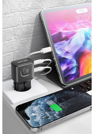 Ven-dens Vd-ta002 45 W Pd 4 Ü 1 Arada Seyahat Adaptörü, Çift Usb-c Port, Abd, İngiltere, Siyah