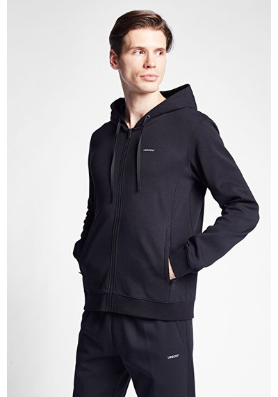 Lescon Erkek Fermuarlı Kapüşonlu Sweatshirt 25s-1241-25b Siyah
