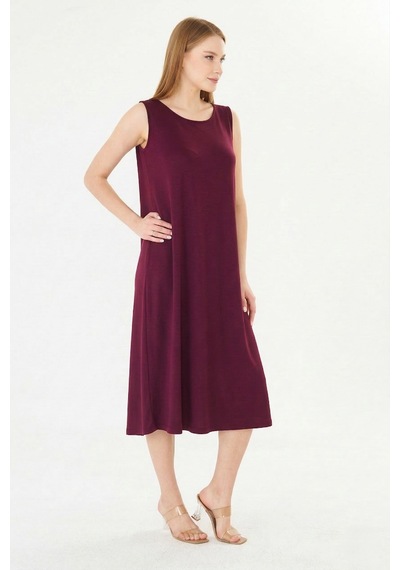 Sortie Collection Basic Kolsuz Modal Cepli Çan Elbise Bordo
