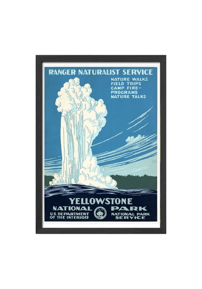 Yellowstone Siyah Ahşap Çerçeveli Poster, Dekoratif Seyahat Duvar Tablosu