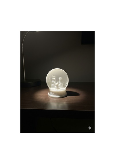 Led Mumlu Kardanadam Temalı Mini Kış Evi Beyaz