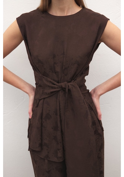 Sateen Camila Bluz - Kahve-137162 kahve