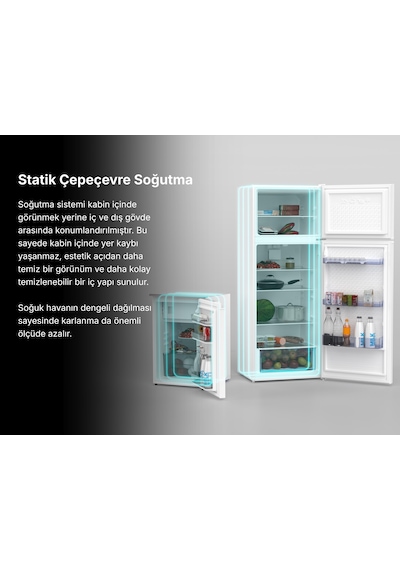 Tecna TBZ 250 CK Statik 196 L Çift Kapılı Buzdolabı Beyaz