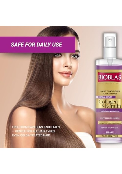 Kolajen &amp Keratin Sıvı Saç Kremi Durulanmayan, Onarıcı &amp Dolgunlaştırıcı Etki, Bitkisel Kompleks B1