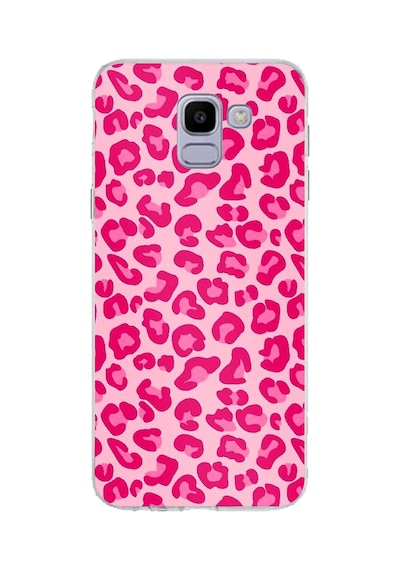 Samsung Galaxy J6 Uyumlu Pembe Leopar Tasarımlı Baskılı Silikon Kılıf