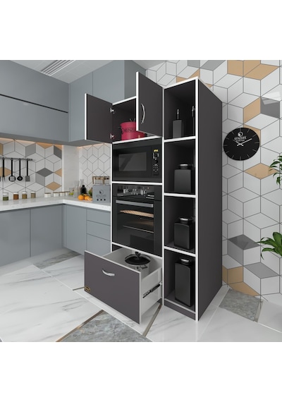 Kenzlife fırın dolabı makbule gri 180*90*56 mutfak çekmeceli ayaklı banyo kiler ofis Kenzlife fırın dolabı makbule gri 180*90*56 mutfak çekmeceli ayaklı banyo kiler ofis