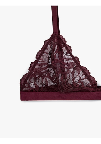 Koton Balensiz Dolgusuz Dantel Detaylı Sütyen Bordo 6wlk10145mk Bordo