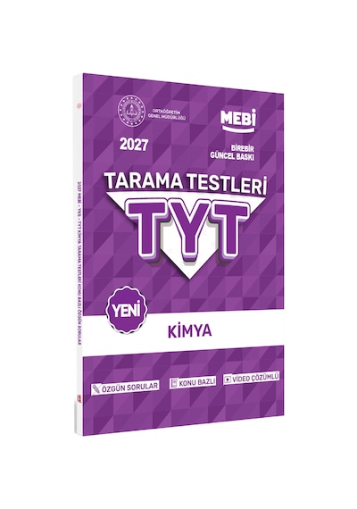 2027 YKS-TYT MEBİ-OGM Kimya Özgün Tarama Testleri Kitabı A4 Boyut Renkli Görsel BASKI ÜCRETİ