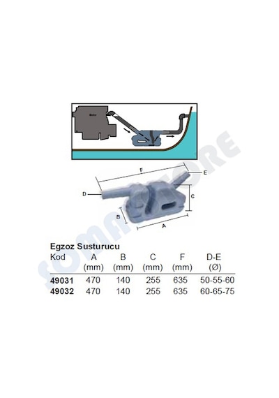 Waterlock Egsoz Susturucu Tekne 40-45-50MM