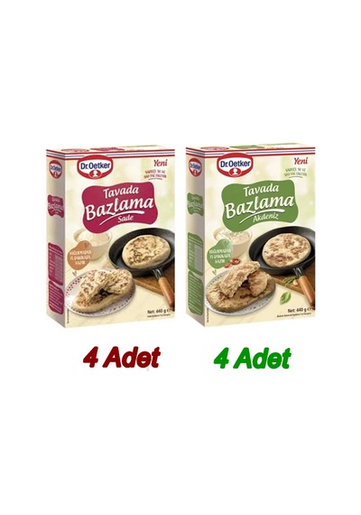 Tavada Bazlama - 8 Paket Bazlama Toz Karışımı 4 Sade + 4 Akdeniz