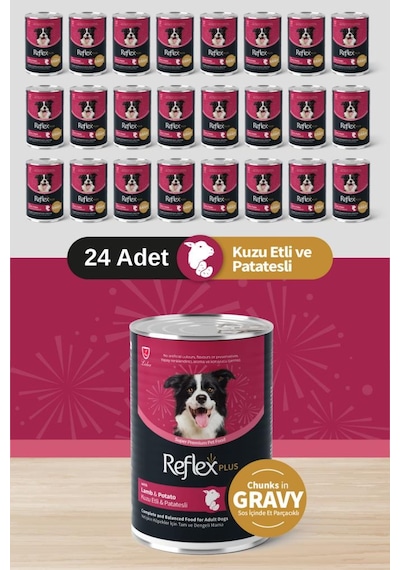 Reflex Plus Soslu Kuzulu Patatesli Köpek Konservesi 24x400 Gr