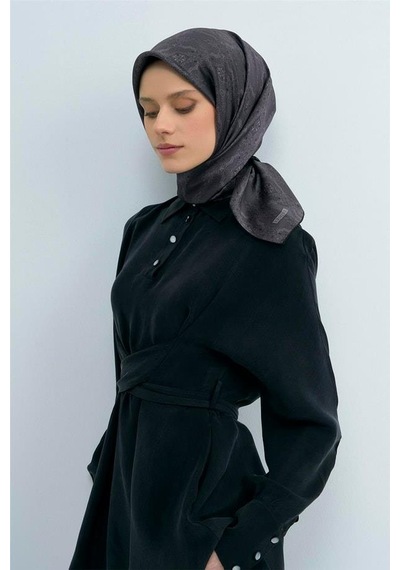Armine İpek Eşarp 2026 Yaz - 9522-81 Füme Twill