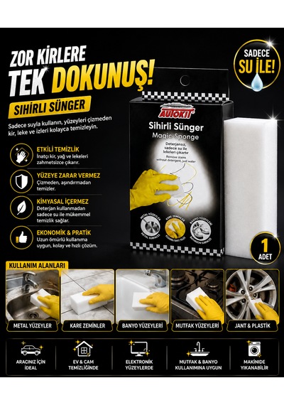 Sihirli Sünger Deterjansız Su İle Leke Çıkarıcı Çok Amaçlı Temizlik Süngeri