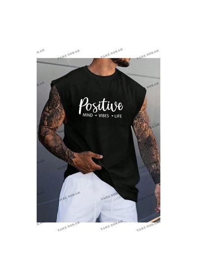Startmore Unisex Posıtıve Baskılı Oversize Kolsuz Beyaz