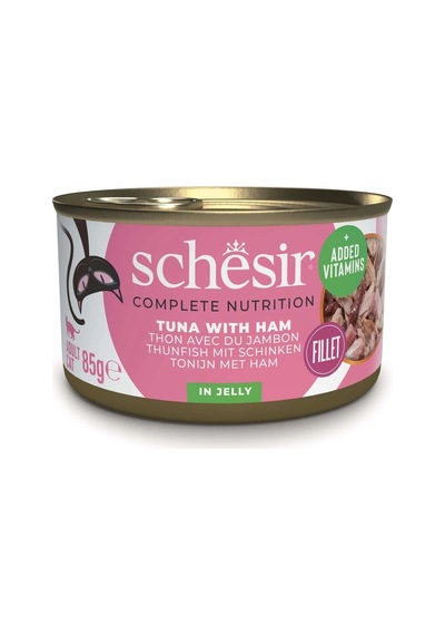 Schesir Jelly Ton Balıklı Ve Jambonlu 85 Gr Yetişkin Konserve Kedi Maması