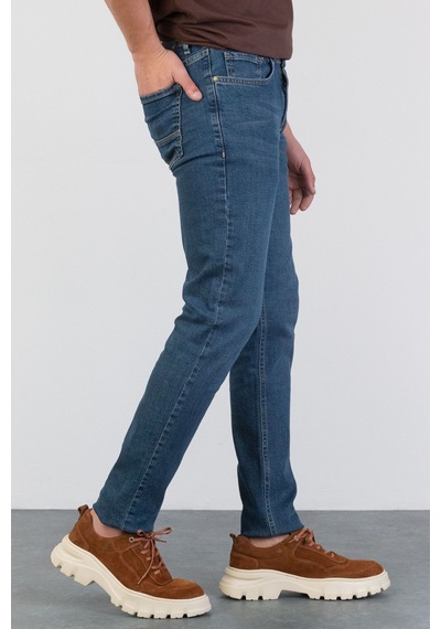 HLT Jeans Erkek Okyanus Mavisi Slim Fit Dar Paça Likralı Jean Kot Pantolon Hlthe001958 Mavi