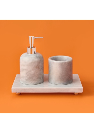 Bath 3'lü Mermer Banyo Seti - Gri Çok renkli