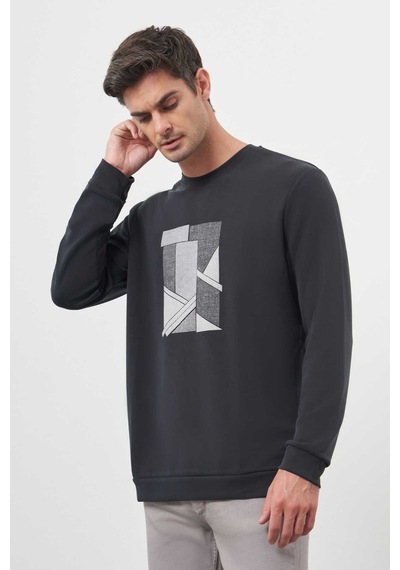 Morven Erkek Siyah Trend Bisiklet Yaka Sweat-shirt 25ks063004001 Siyah Siyah