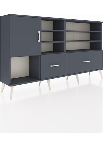 Arges Konsol 8 Raflı 2 Çekmeceli Tek Kapaklı 176x30x99 Antrasit-antrasit Antrasit - Antrasit Arges Konsol 8 Raflı 2 Çekmeceli Tek Kapaklı 176x30x99 Antrasit-antrasit Antrasit - Antrasit