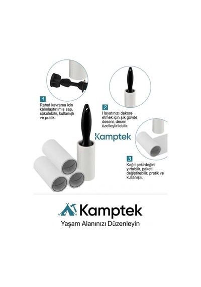 Kamptek Patili Kedi Köpek Tüy Toplama Rulosu - Yüksek Yapışkanlı Evcil Hayvan Tüy Temizleyici Roller + Kolay Soyulabilir Yapraklar 120 Yaprak 2 Adet
