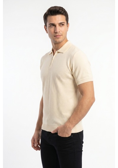Baglan Erkek Spor Polo Yaka Triko Tişört Bgl-st05371 Ekru