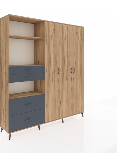 Hyperion Dolap 12 Raflı 4 Çekmeceli Tek Askılı 220x44x243 Çam-çam/antrasit Çok Renkli Hyperion Dolap 12 Raflı 4 Çekmeceli Tek Askılı 220x44x243 Çam-çam/antrasit Çok Renkli