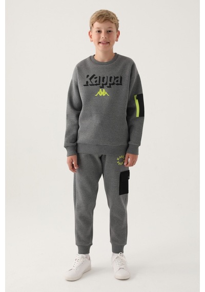 Kappa Antrasit Melanj Ribana Yaka Kol Fermuar Detay Erkek Çocuk Sweatshirt
