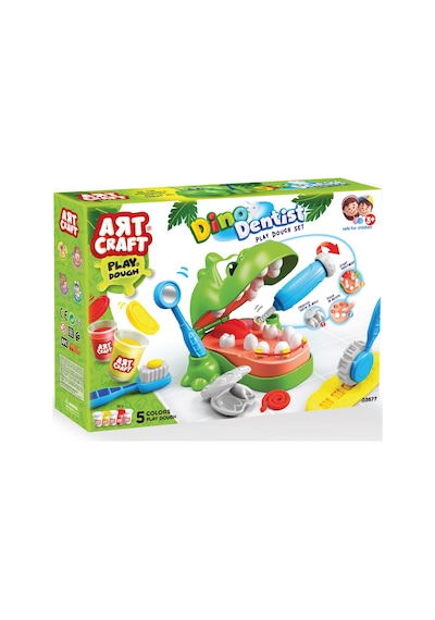 Dinozor Dişçi Oyun Hamur Set + Kum Ev 750 Gr