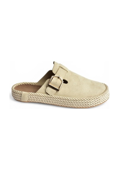 Fox Shoes Y596148502 Bej Süet Önü Kapalı Sabo Terlik