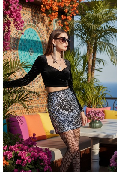 Fashion Cocktail Bel Şeritli Yan Fermuarlı Desenli Pullu Payetli Mini Yüksek Bel Kombin Gece Kokteyl Etek Bordo Fashion Cocktail Bel Şeritli Yan Fermuarlı Desenli Pullu Payetli Mini Yüksek Bel Kombin Gece Kokteyl Etek Bordo
