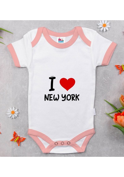 Bk Gift Bk Kids I Love New York Tasarımlı Pembe Bebek Body Zıbın - Model 1 3-6 Ay Sarı