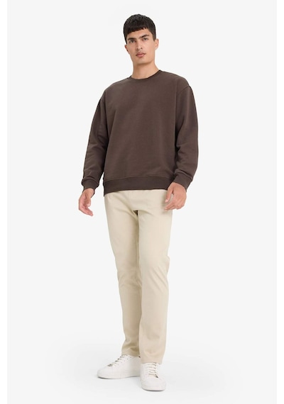 Defacto Relax Fit Bisiklet Yaka Kalın İçi Yumuşak Tüylü Basic Düz Sweatshirt T5139az25aubn581 Kahve