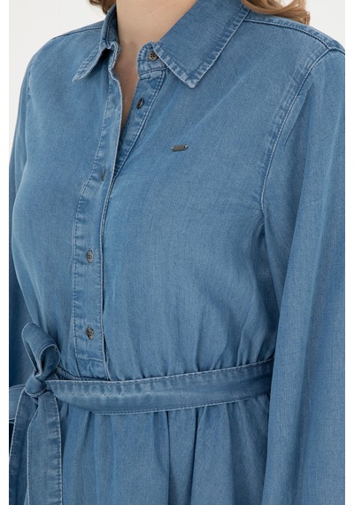 U.S. Polo Assn.  Kadın Açık Mavi Polo Yaka Jean Elbise 50283539-DN0021