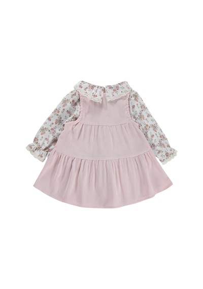 Civil Baby Çiçek Baskılı Düğmeli 6-18 Ay Elbise - Pudra