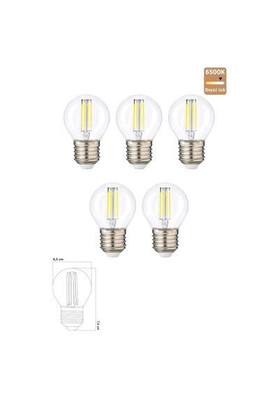 Led Filament Rustik Ampul 6 Watt E27 Beyaz Işık 5'li Erd-247