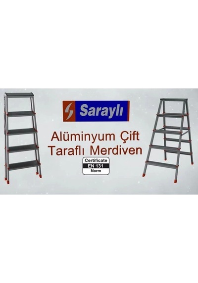 Saraylı Paslanmaz Alüminyum Çift Çıkışlı Çift Taraflı Seyyar Merdiven 4 4 Basamaklı