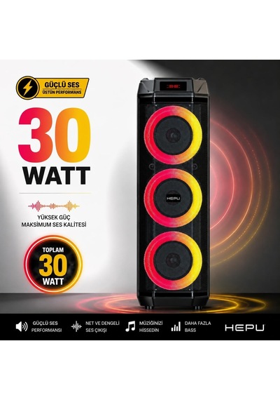 Hp-982 Partybox Bluetooth Hoparlör 3 8 Hoparlör 30w Güç Rgb Işık Tws Destekli