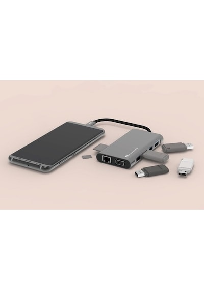Mcstorey Type-C Vga Hdmı Ethernet Dönüştürücü 2Xhdmı 4K Hd Mfı-Gri