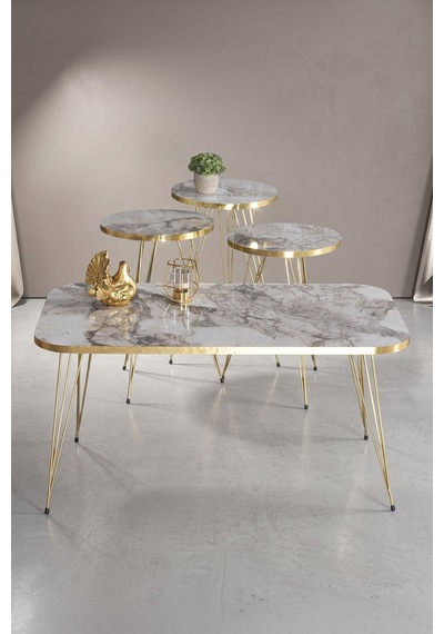 Storeşahin Zigon Sehpa Ve Orta Sehpa Kr Set Gold Efes Tel Shn0720